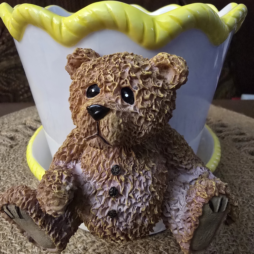 Adorable Brown Teddy Bear Flower Pot